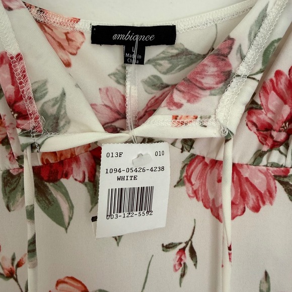 NWT Ambiance Floral White Babydoll Slip Dress Large Strappy Y2K Coquette Girl - Picture 5 of 11